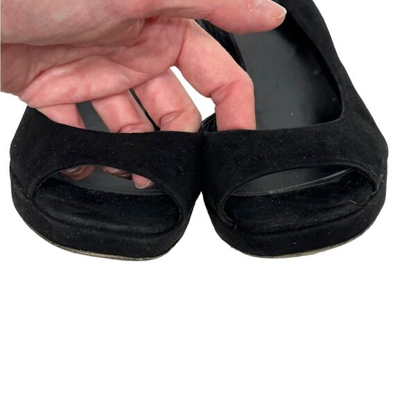 MIU MIU Black Suede Leather Platform Slingback Pumps Heels Peep Toe 40 10 - Picture 14 of 16